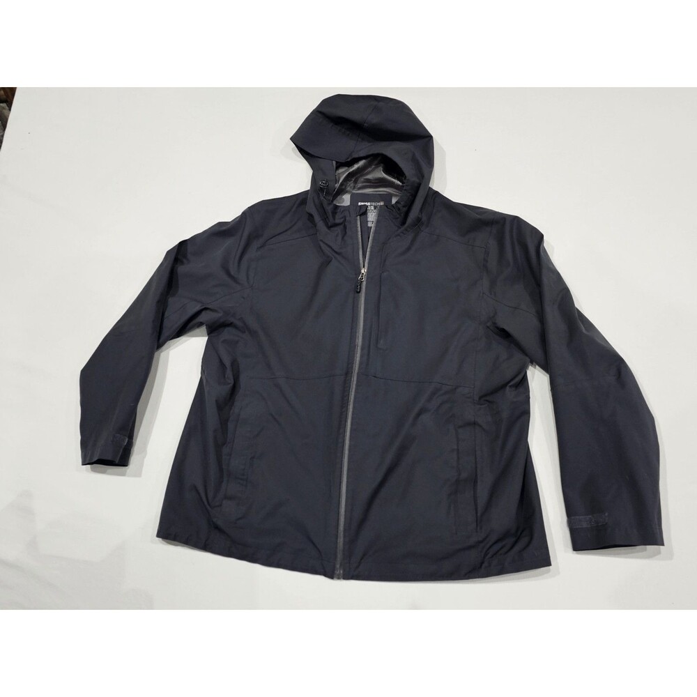 Swiss Tech 2XL Men’s Charcoal Hooded Waterproof Rain Jacket Packable Lightweight